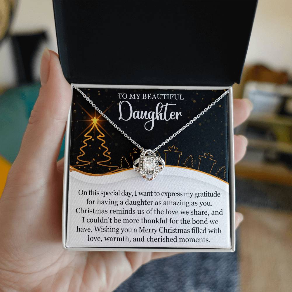 To My Daughter - Wishing You A Merry Christmas Filled With Love - Love Knot Necklace