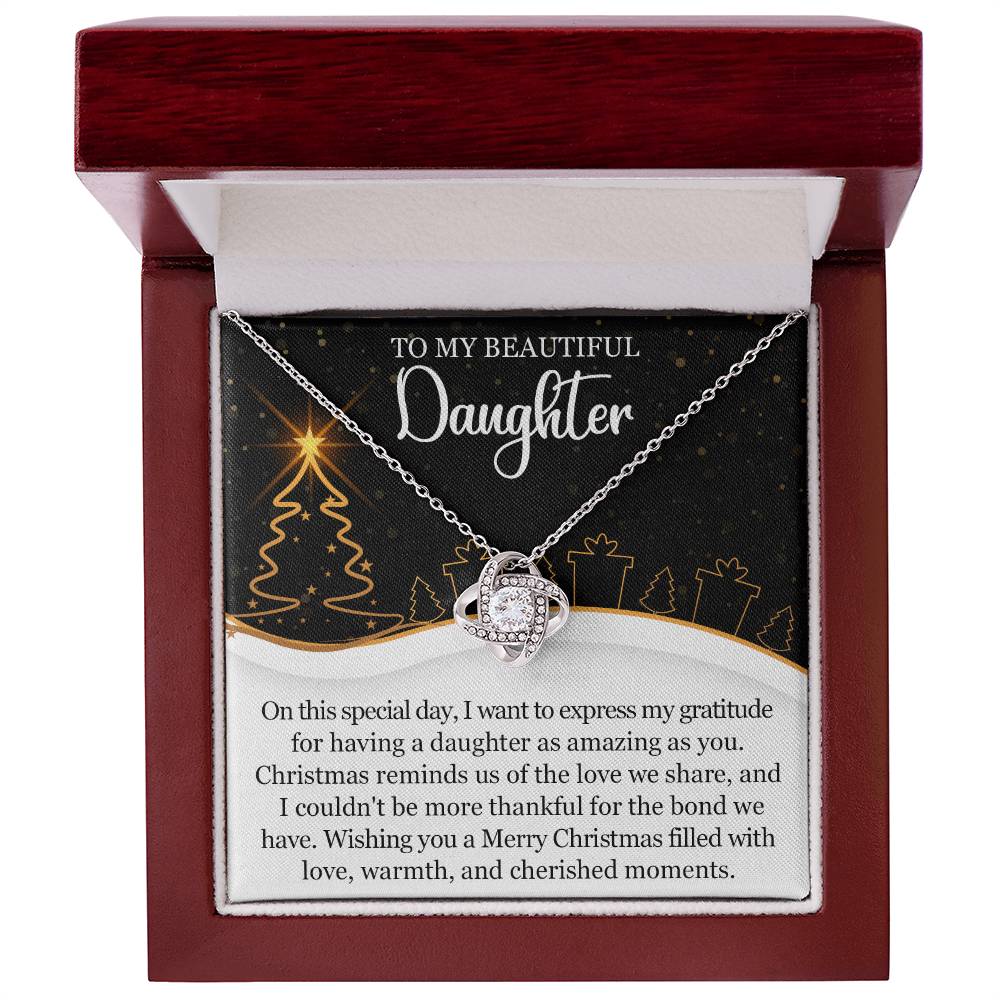 To My Daughter - Wishing You A Merry Christmas Filled With Love - Love Knot Necklace