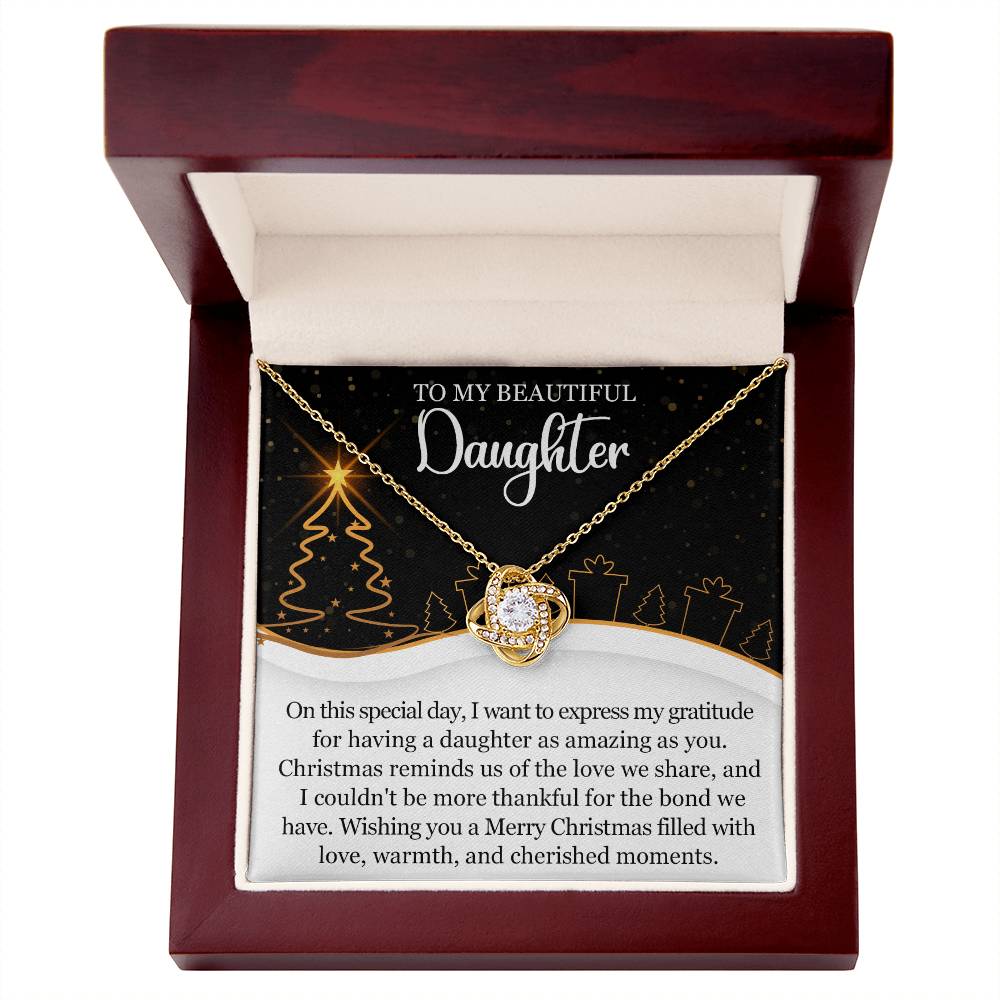 To My Daughter - Wishing You A Merry Christmas Filled With Love - Love Knot Necklace