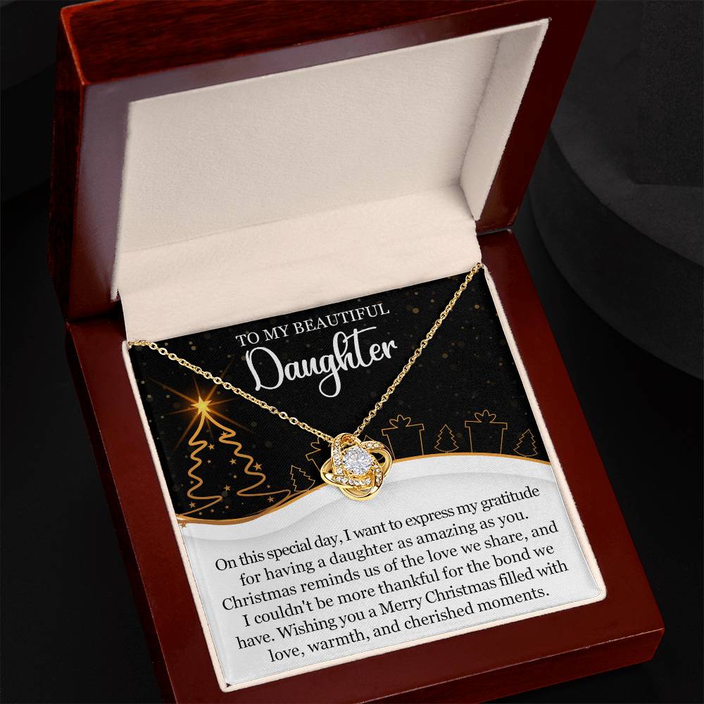 To My Daughter - Wishing You A Merry Christmas Filled With Love - Love Knot Necklace