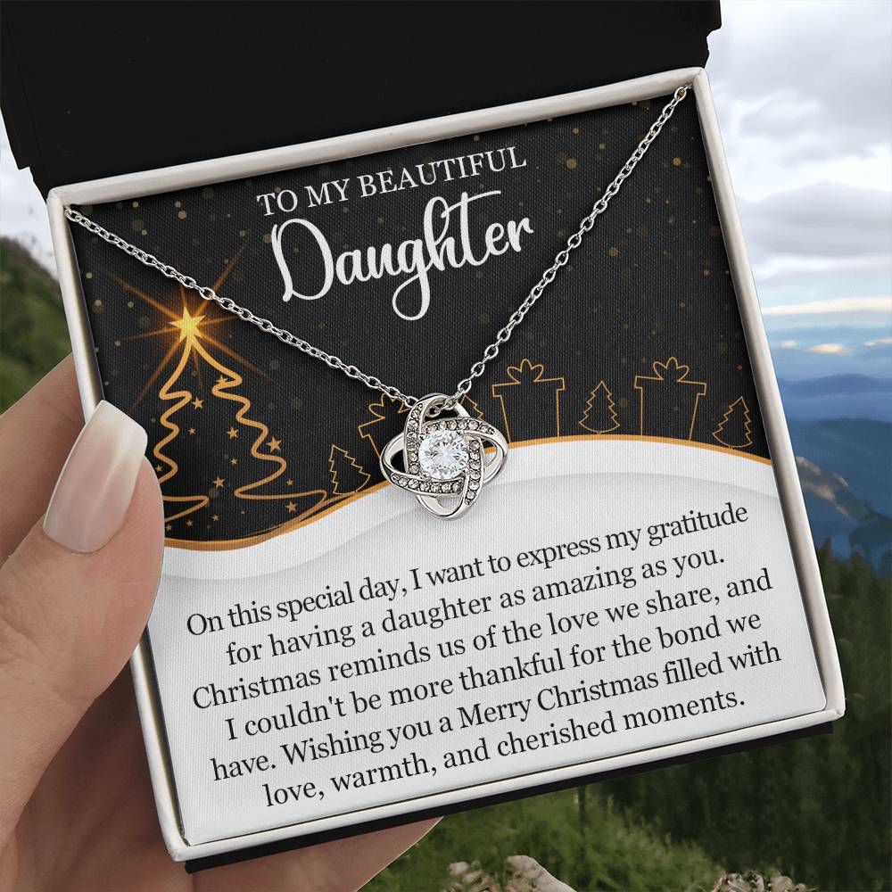 To My Daughter - Wishing You A Merry Christmas Filled With Love - Love Knot Necklace