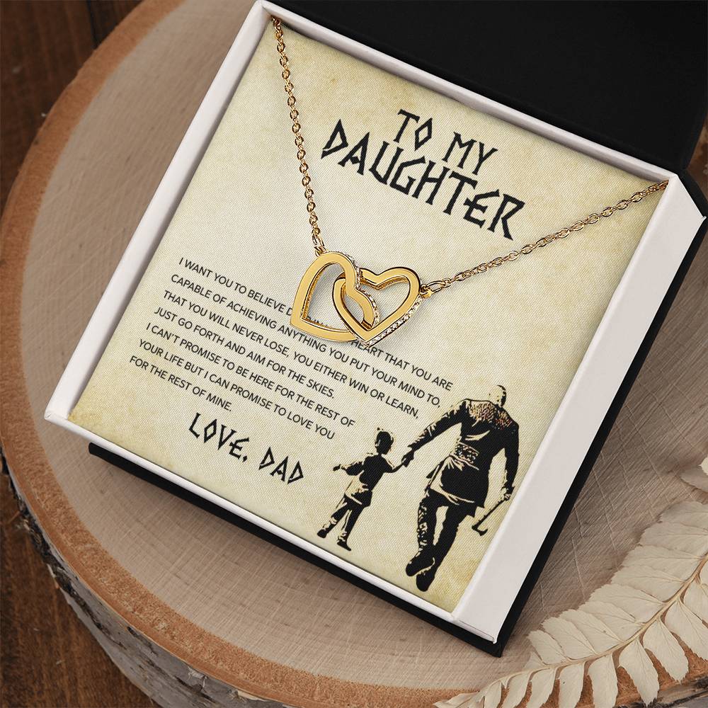 To My Daughter, You Will Never Lose - Interlocking Heart Necklace