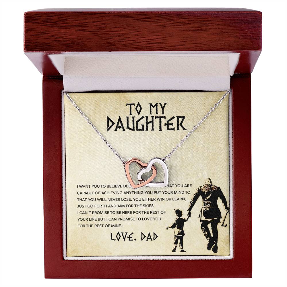 To My Daughter, You Will Never Lose - Interlocking Heart Necklace