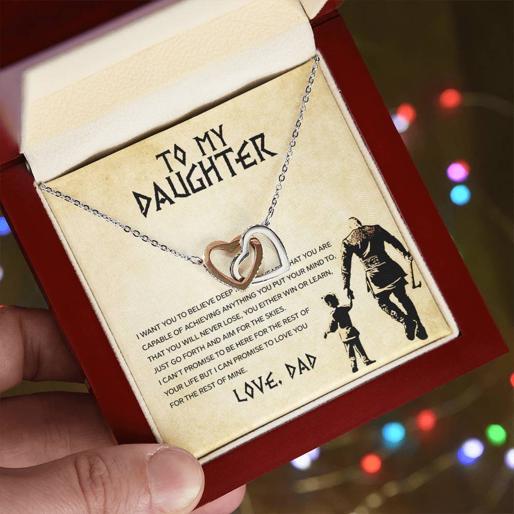 To My Daughter, You Will Never Lose - Interlocking Heart Necklace