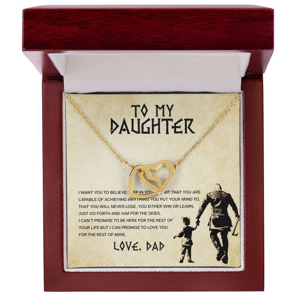 To My Daughter, You Will Never Lose - Interlocking Heart Necklace