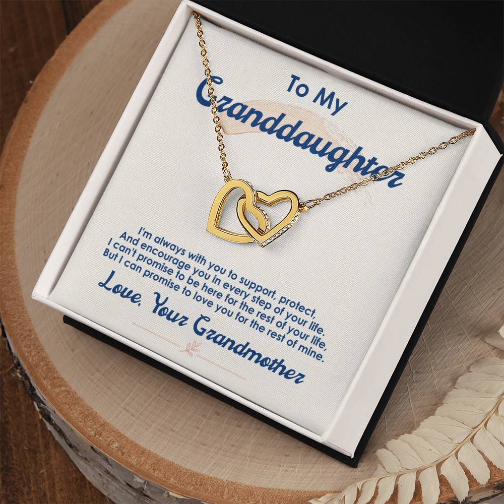 To My Granddaughter, I Love You For The Rest Of My Life - Interlocking Heart Necklace