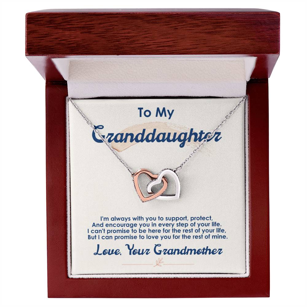 To My Granddaughter, I Love You For The Rest Of My Life - Interlocking Heart Necklace