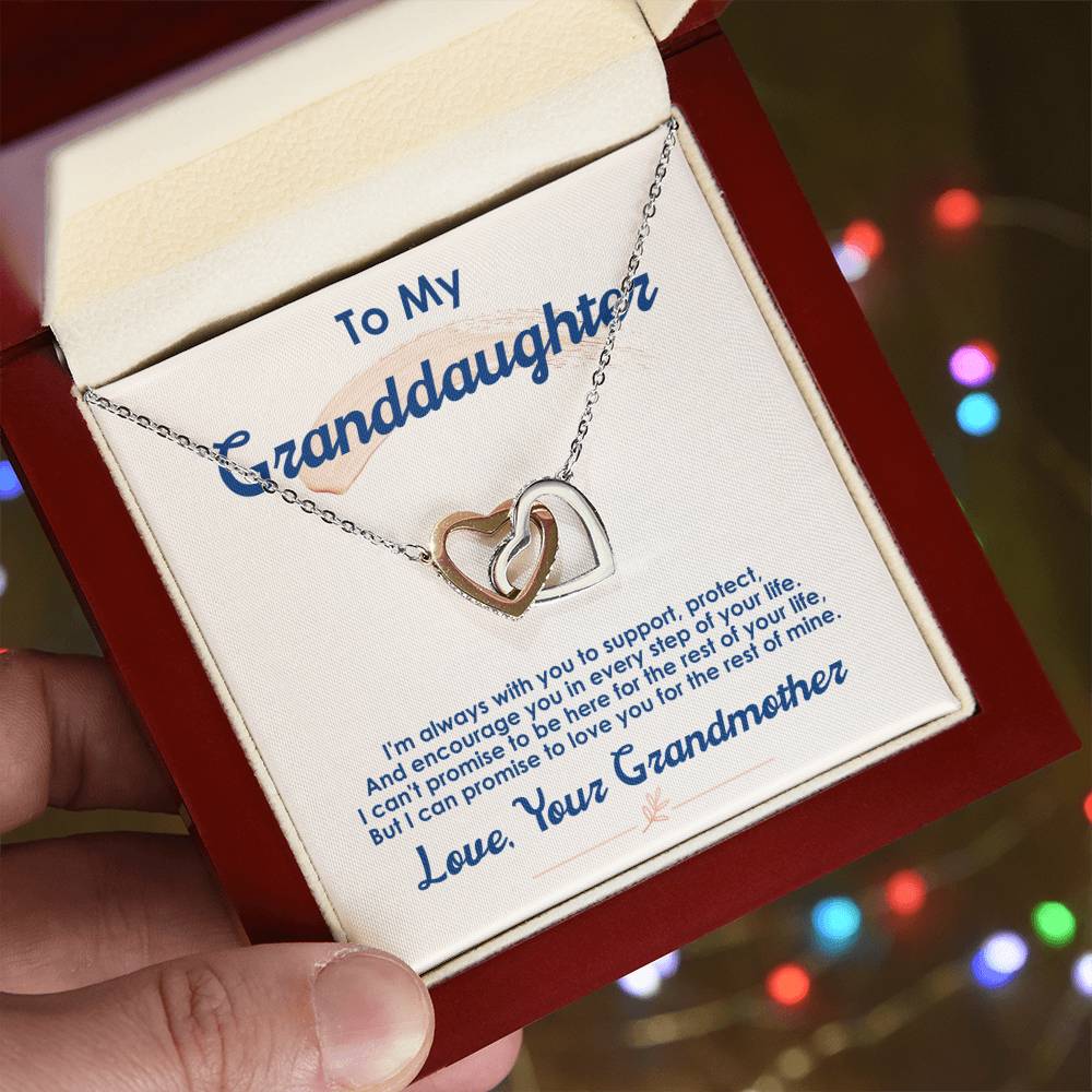To My Granddaughter, I Love You For The Rest Of My Life - Interlocking Heart Necklace