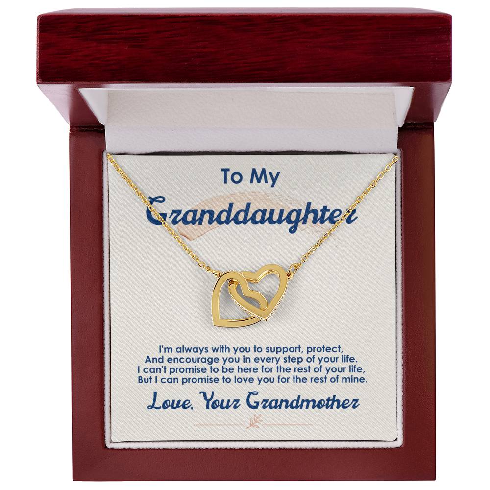 To My Granddaughter, I Love You For The Rest Of My Life - Interlocking Heart Necklace