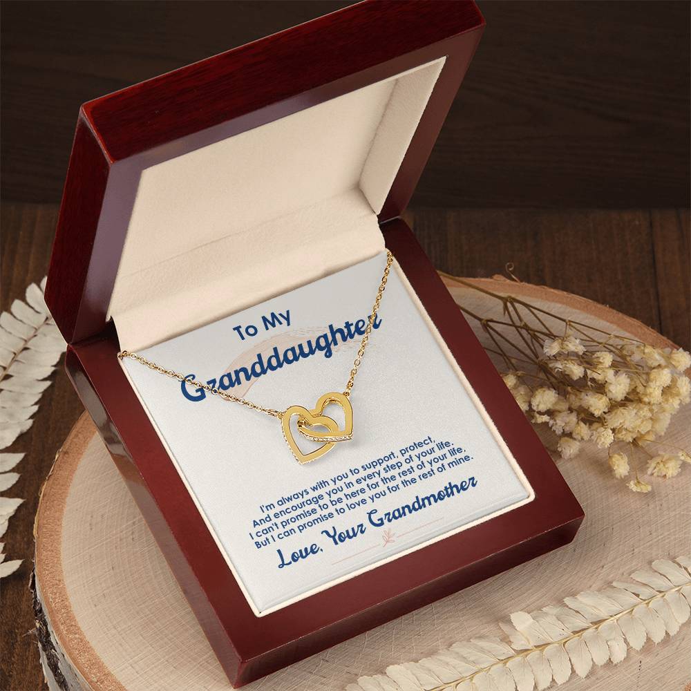 To My Granddaughter, I Love You For The Rest Of My Life - Interlocking Heart Necklace