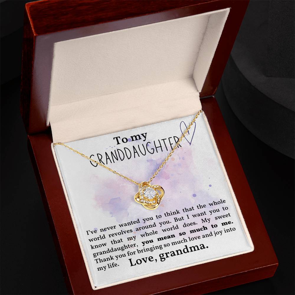 To My Granddaughter - My World Revolves Around You - Love Knot Necklace