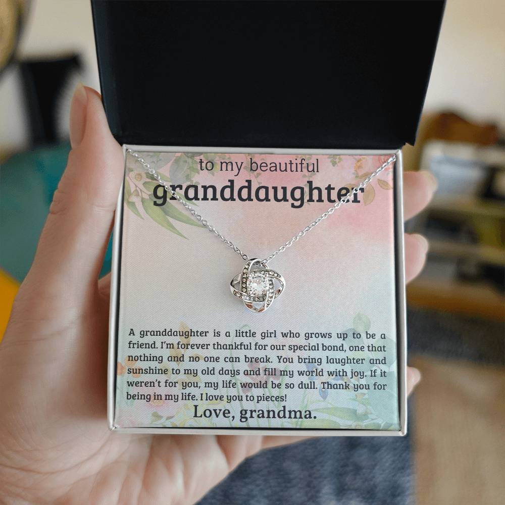 To My Granddaughter - You Fill My World With Joy - Love Knot Necklace
