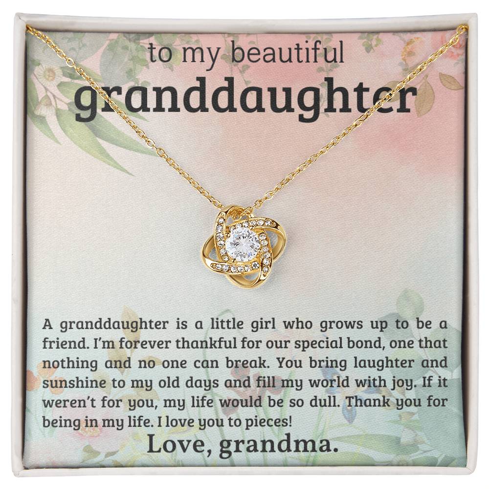 To My Granddaughter - You Fill My World With Joy - Love Knot Necklace