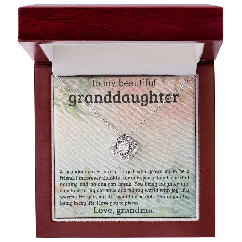 To My Granddaughter - You Fill My World With Joy - Love Knot Necklace