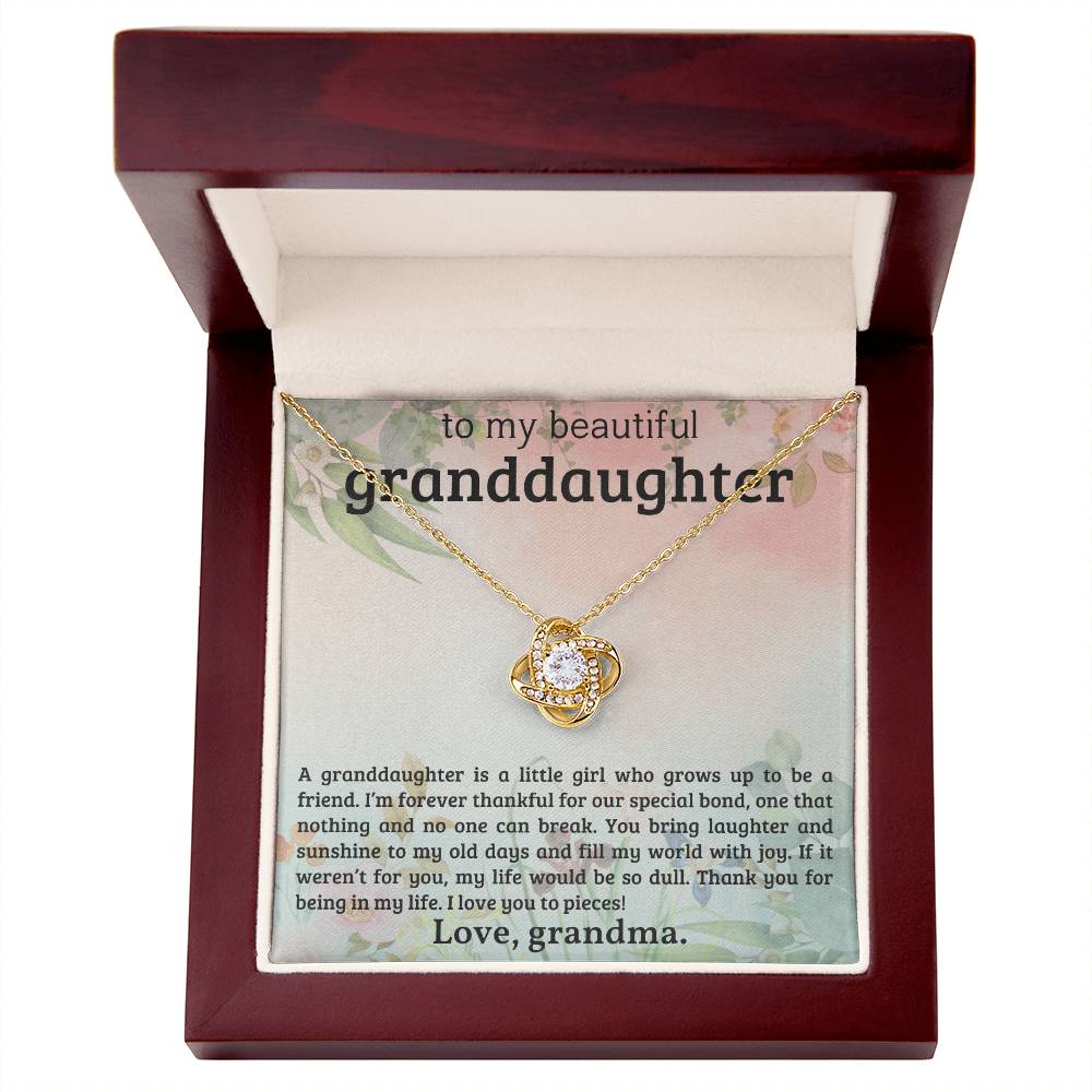 To My Granddaughter - You Fill My World With Joy - Love Knot Necklace