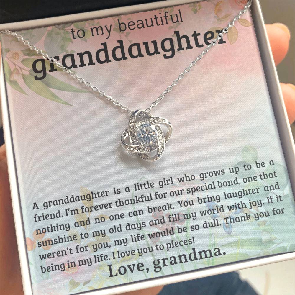 To My Granddaughter - You Fill My World With Joy - Love Knot Necklace