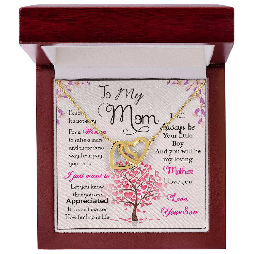 To My Mom, I Know It's Not Easy - Interlocking Heart Necklace