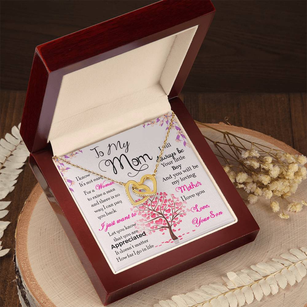 To My Mom, I Know It's Not Easy - Interlocking Heart Necklace