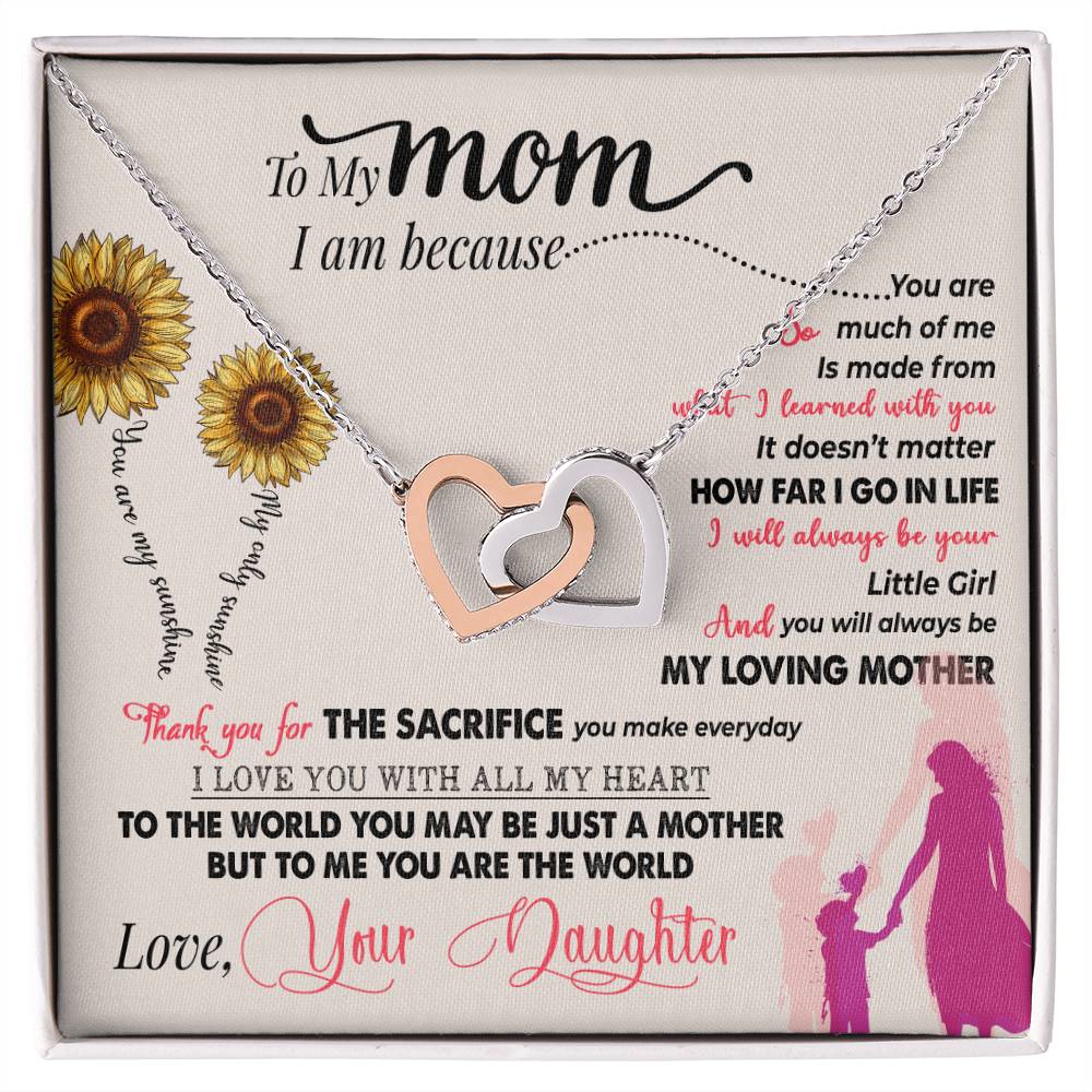 To My Mom, Thank You For Everything - Interlocking Heart Necklace