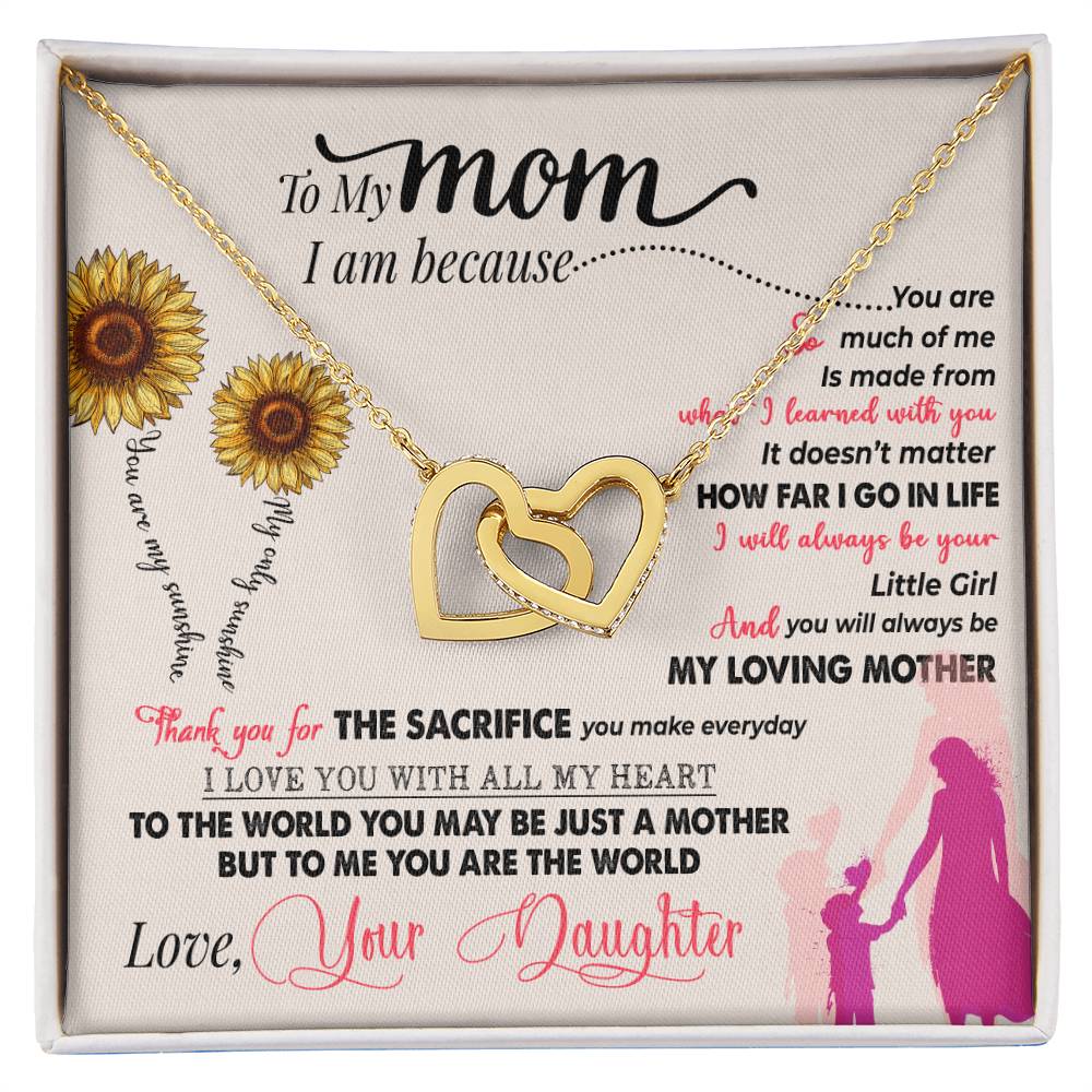 To My Mom, Thank You For Everything - Interlocking Heart Necklace