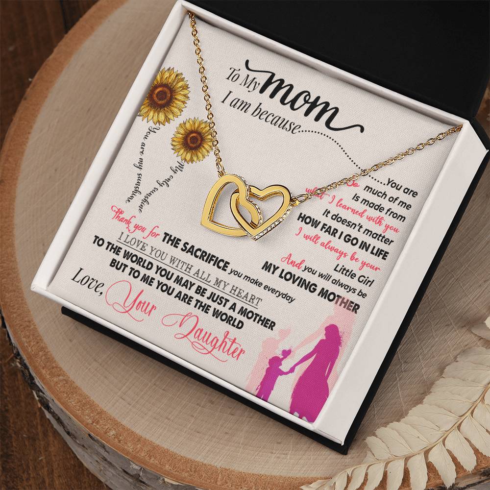 To My Mom, Thank You For Everything - Interlocking Heart Necklace