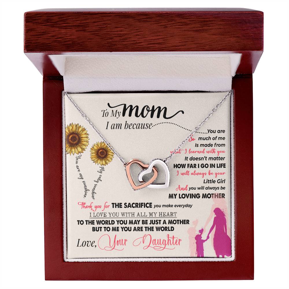 To My Mom, Thank You For Everything - Interlocking Heart Necklace