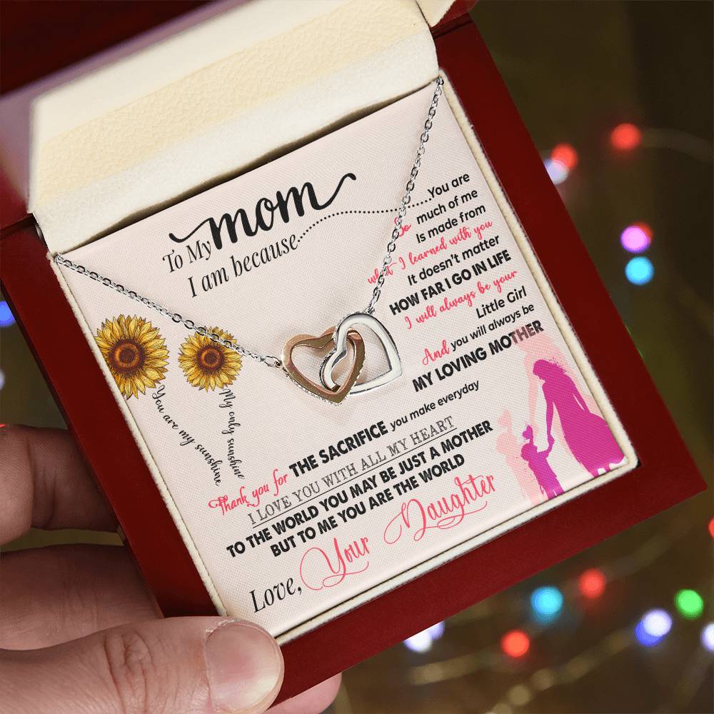 To My Mom, Thank You For Everything - Interlocking Heart Necklace