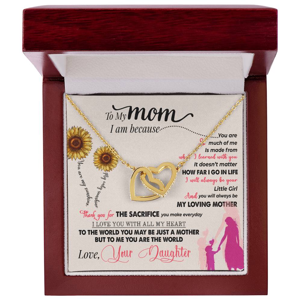 To My Mom, Thank You For Everything - Interlocking Heart Necklace