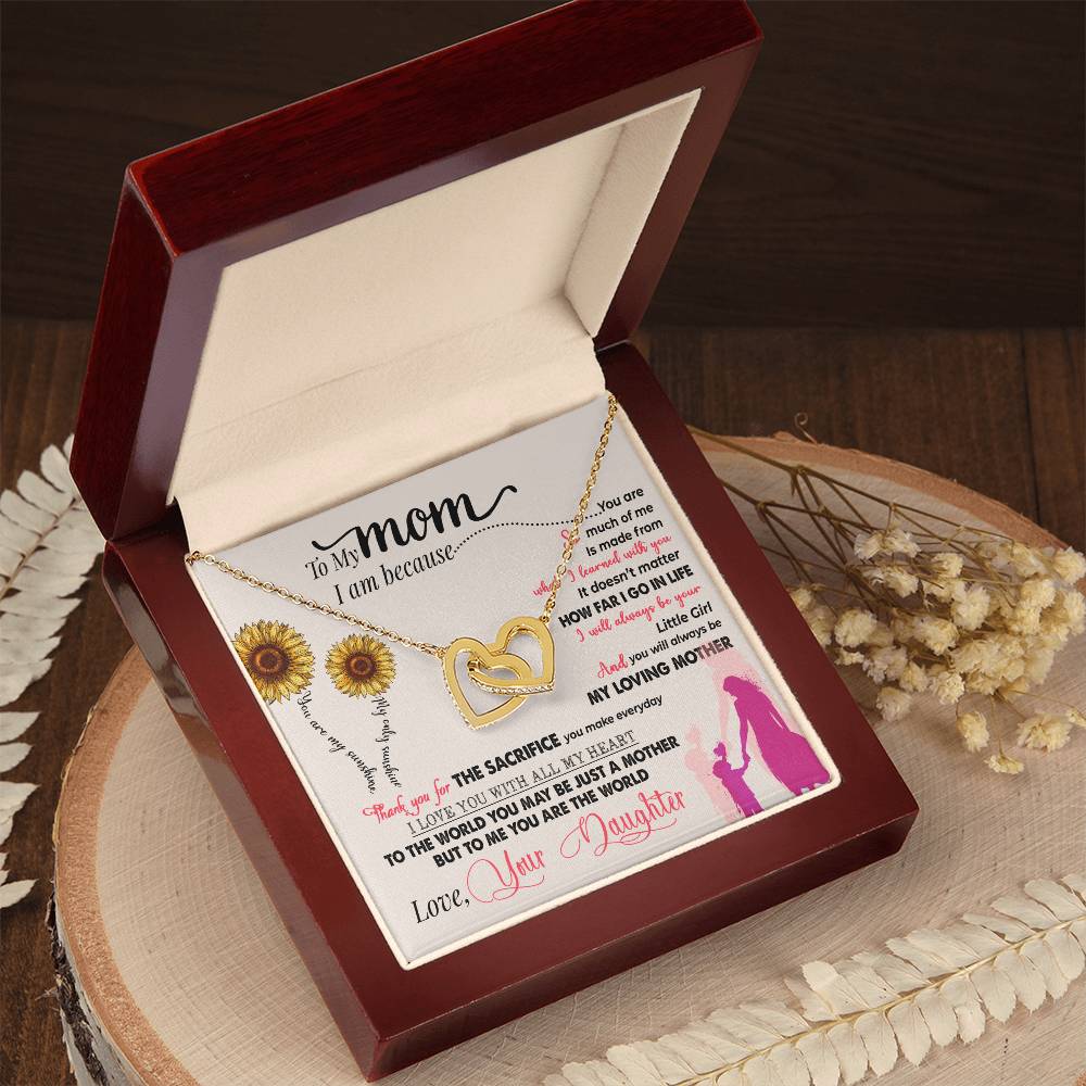To My Mom, Thank You For Everything - Interlocking Heart Necklace