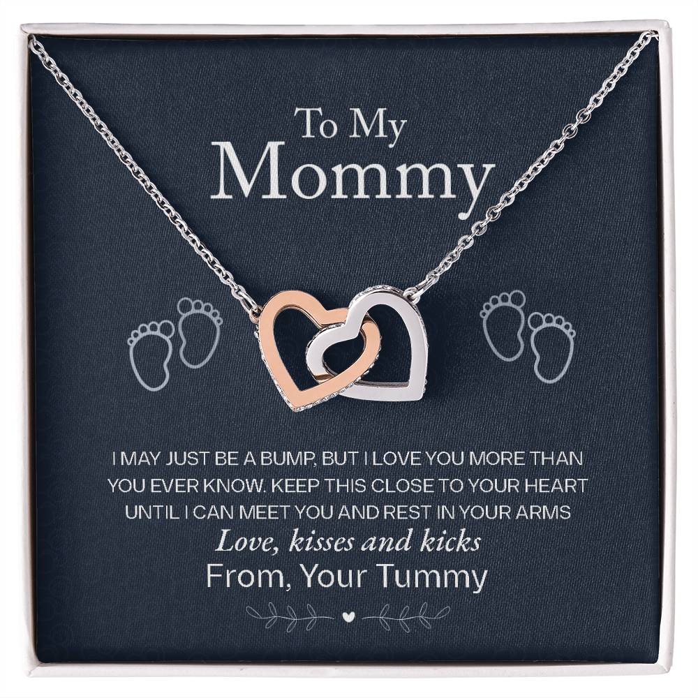 To My Mommy, Love From Your Tummy - Interlocking Heart Necklace