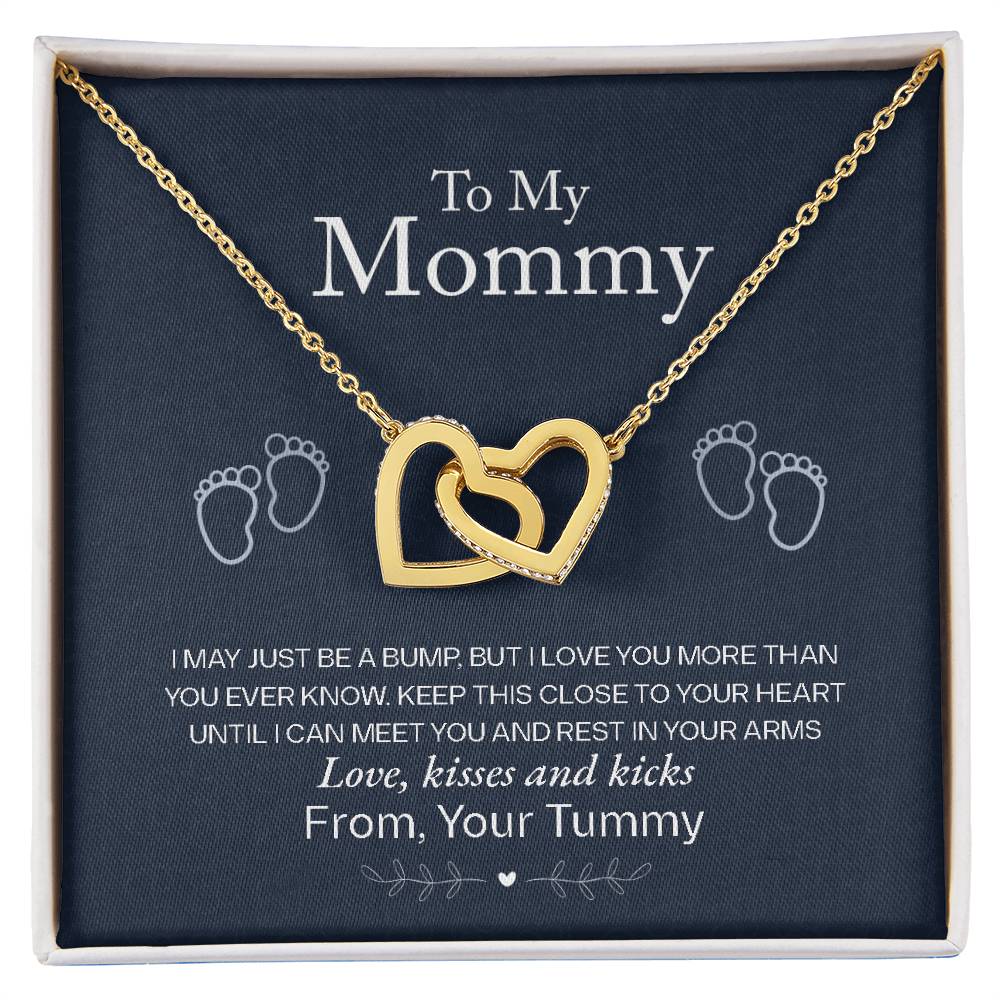 To My Mommy, Love From Your Tummy - Interlocking Heart Necklace