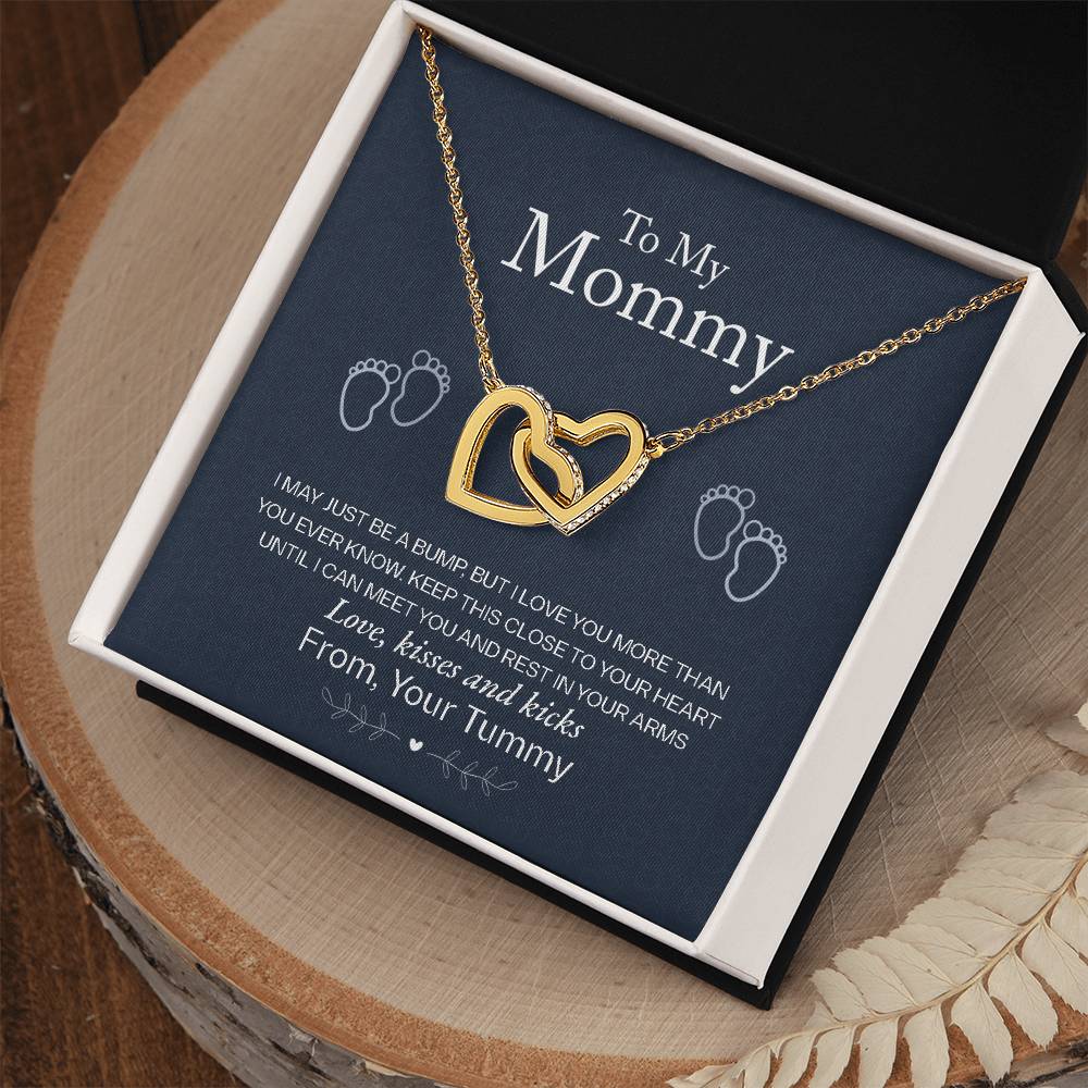 To My Mommy, Love From Your Tummy - Interlocking Heart Necklace