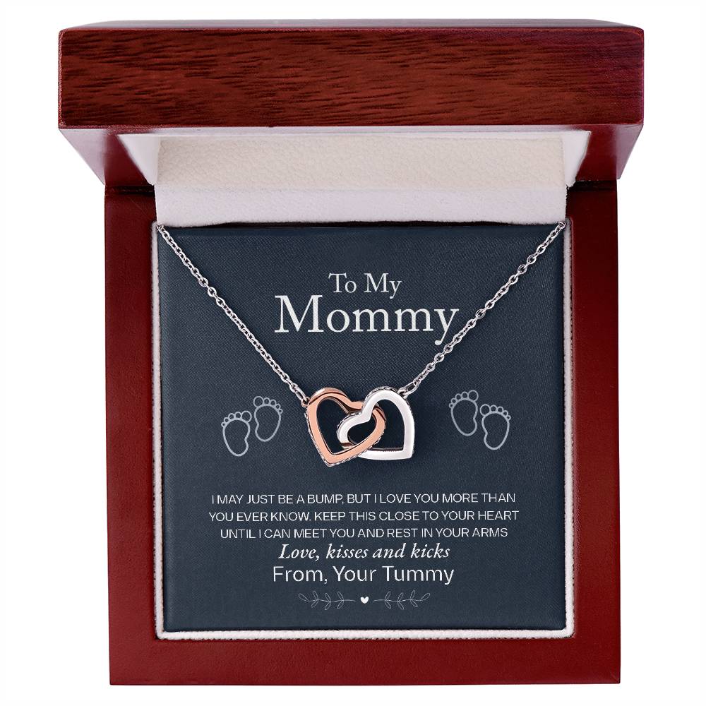 To My Mommy, Love From Your Tummy - Interlocking Heart Necklace