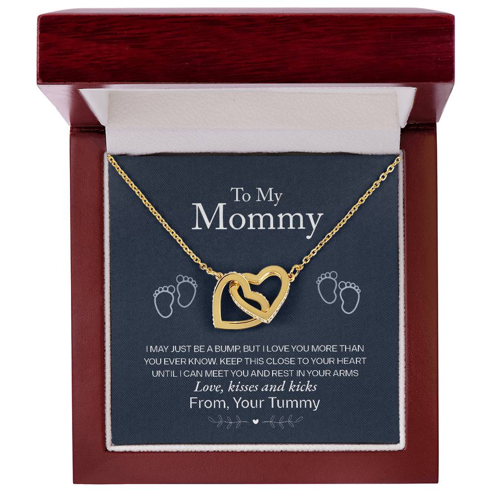 To My Mommy, Love From Your Tummy - Interlocking Heart Necklace
