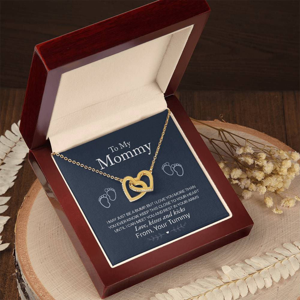 To My Mommy, Love From Your Tummy - Interlocking Heart Necklace