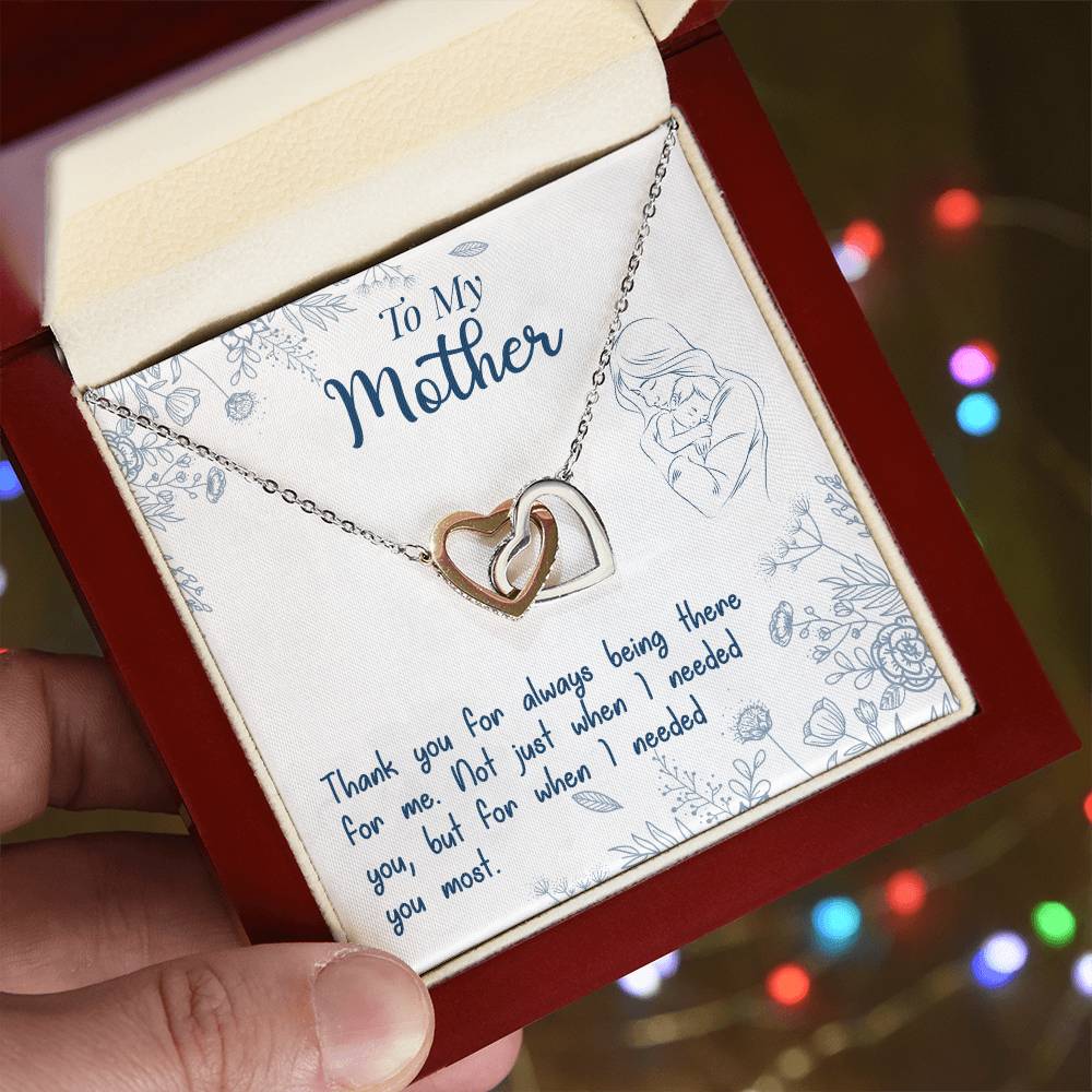 To My Mother, Thank You For Always Being There - Interlocking Heart Necklace