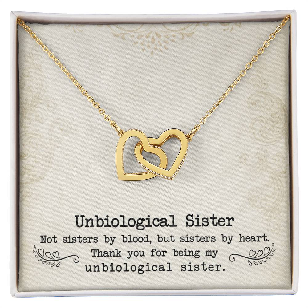 To My Unbiological Sister, Sister By Heart - Interlocking Heart Necklace