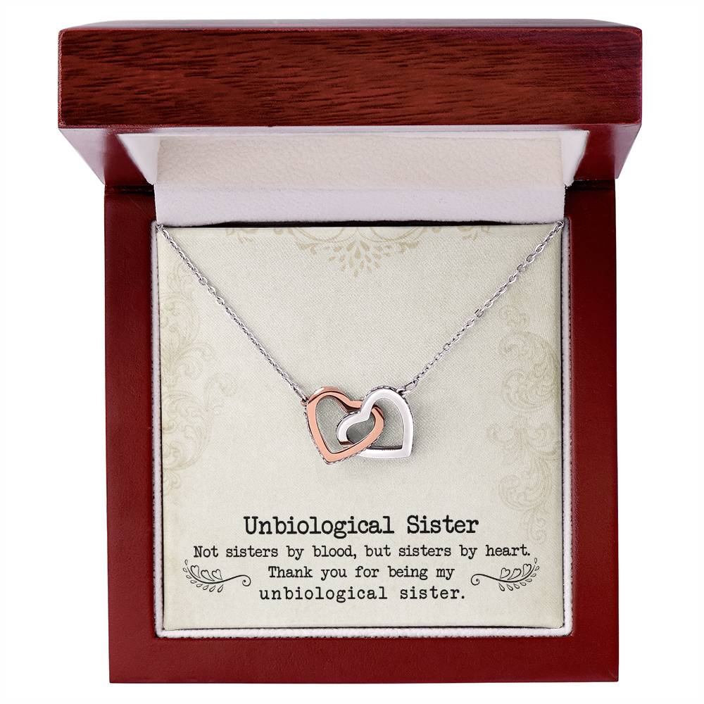 To My Unbiological Sister, Sister By Heart - Interlocking Heart Necklace