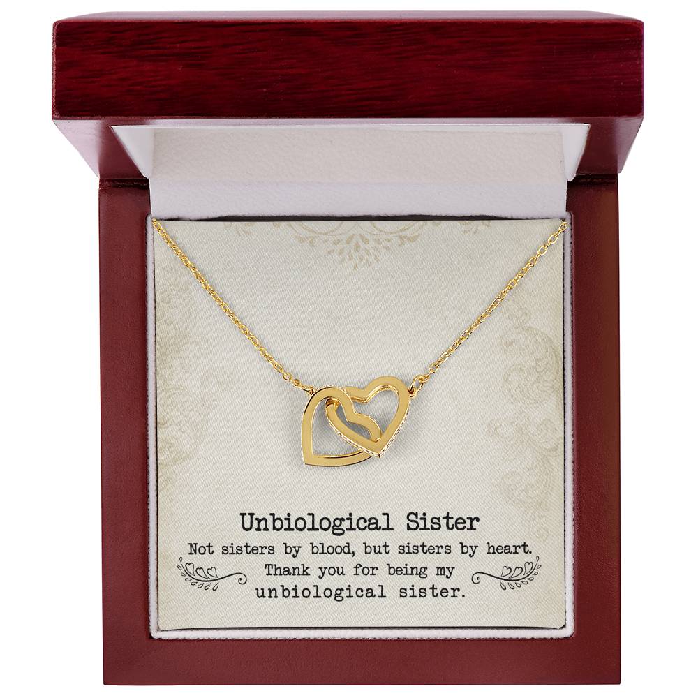 To My Unbiological Sister, Sister By Heart - Interlocking Heart Necklace
