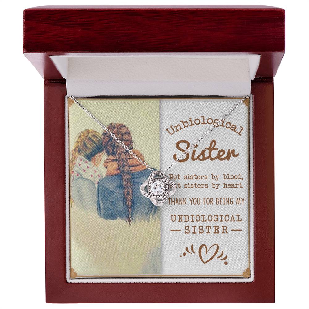 To My Unbiological Sister, Sisters By Heart - Love Knot Necklace
