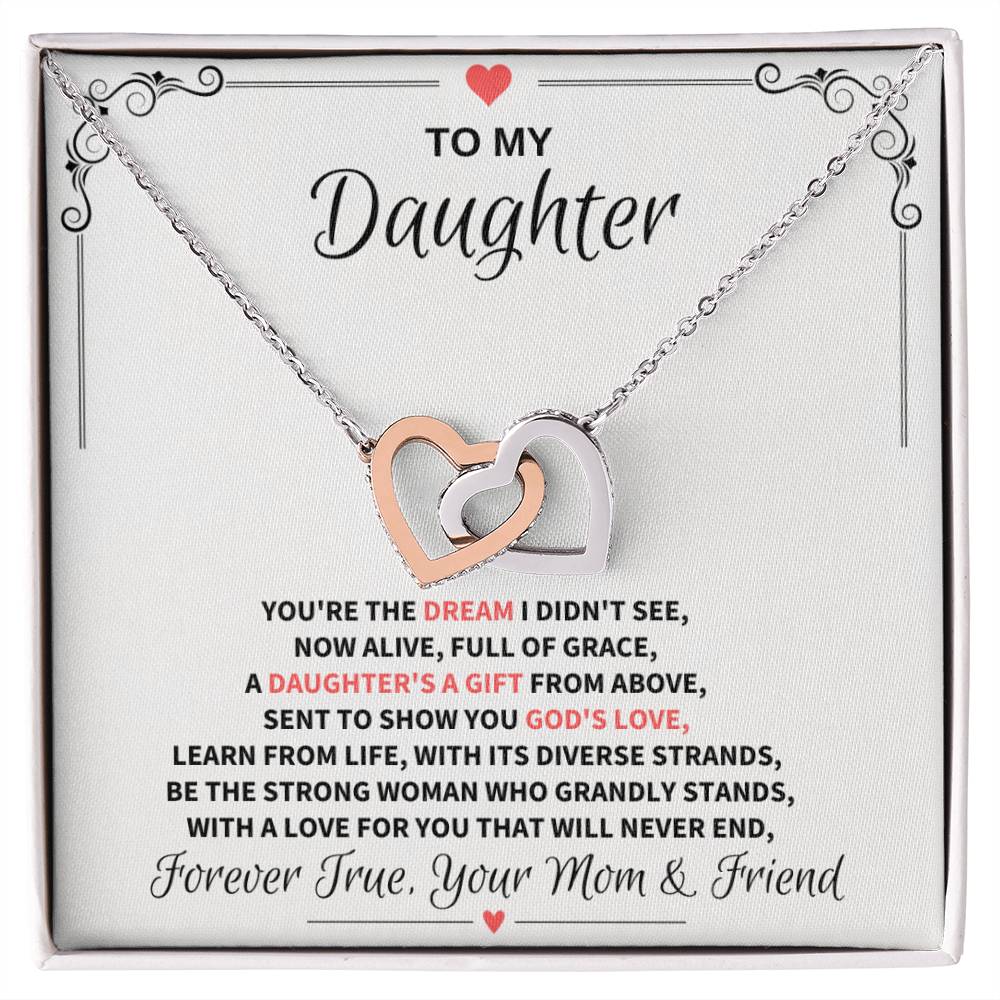 [ALMOST GONE] To My Daughter, Forever True Your Mom & Friend - Interlocking Hearts Necklace