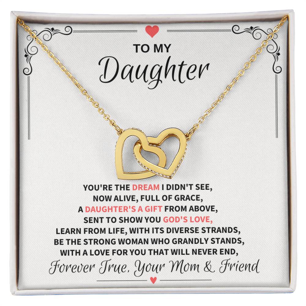 [ALMOST GONE] To My Daughter, Forever True Your Mom & Friend - Interlocking Hearts Necklace