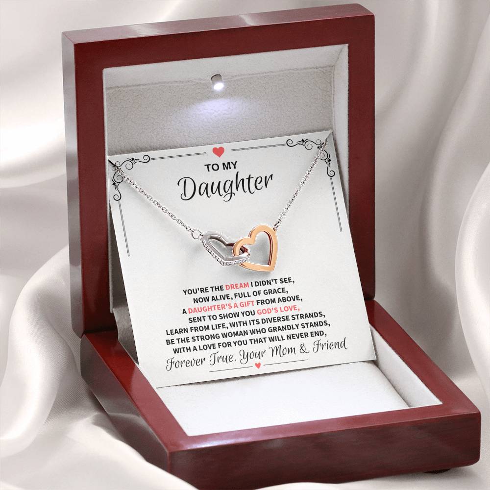 [ALMOST GONE] To My Daughter, Forever True Your Mom & Friend - Interlocking Hearts Necklace