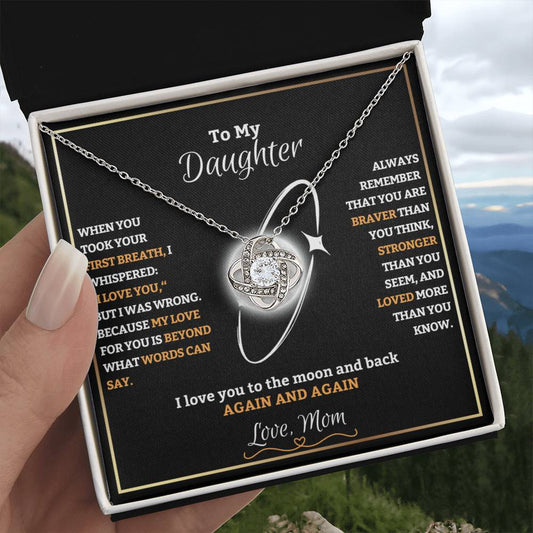 [ALMOST GONE] To My Daughter - I Love You To The Moon And Back - Love Knot Necklace