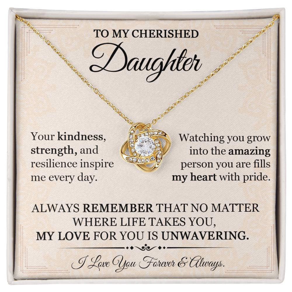 [ALMOST GONE] To My Daughter - You Inspire Me - Love Knot Necklace