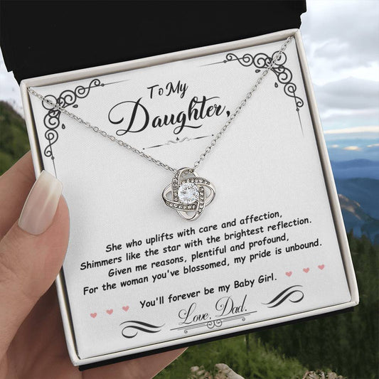 [ALMOST GONE] To My Daughter - You'll Forever Be My Baby Girl - Love Knot Necklace