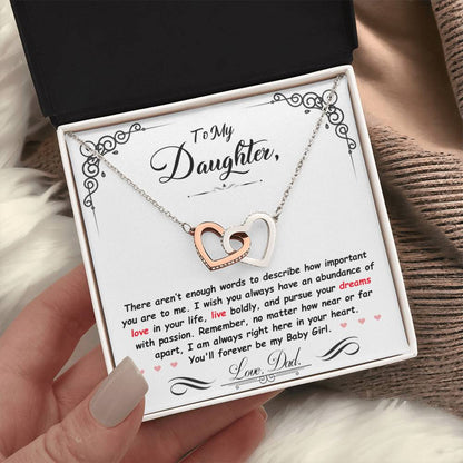 [LIMITED QUANTITY] To My Daughter - Words Aren't Enough - Interlocking Hearts Necklace