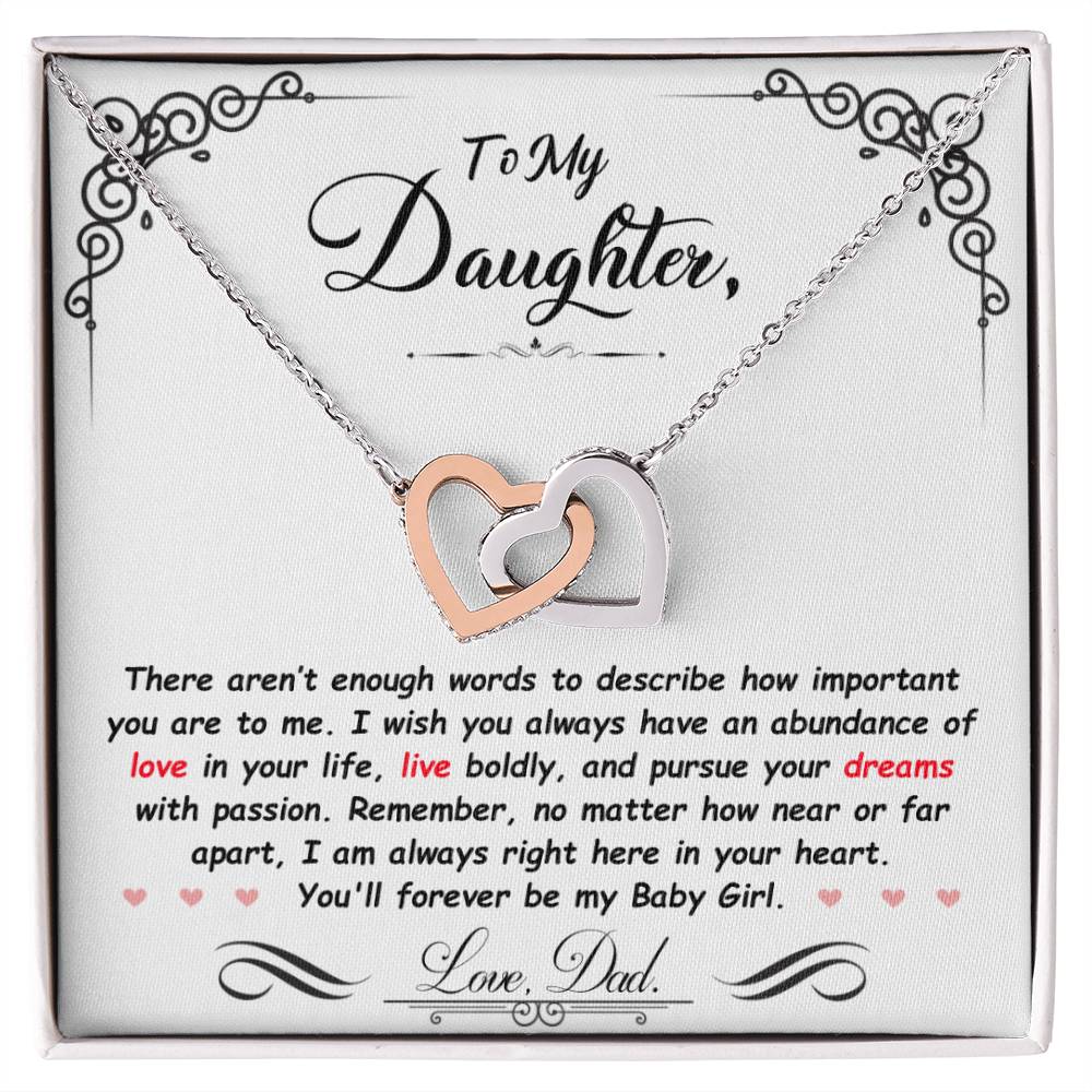 [LIMITED QUANTITY] To My Daughter - Words Aren't Enough - Interlocking Hearts Necklace