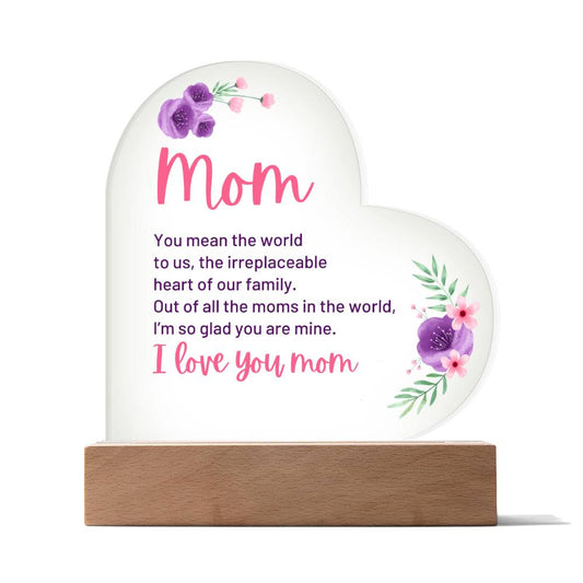 Mom - You Mean The World - Heart Plaque