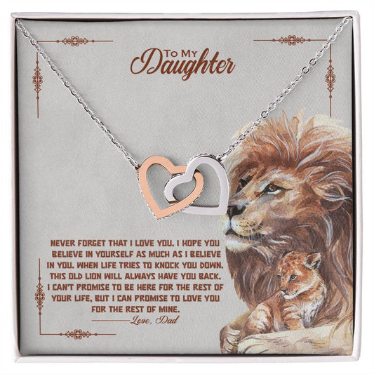 To My Beautiful Daughter, I Promise To Love You For The Rest Of My Life - Interlocking Heart Necklace